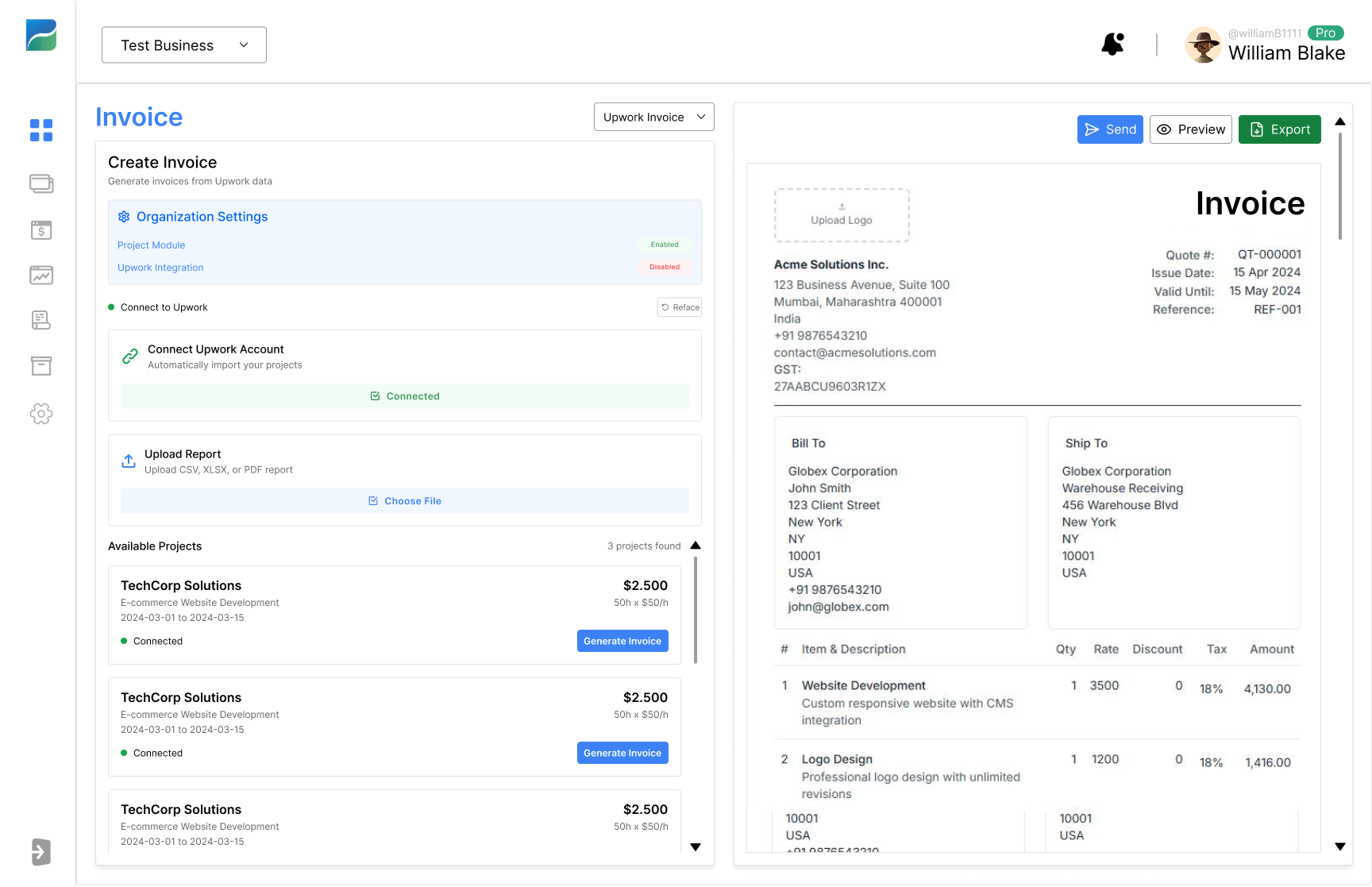 Upwork Invoice